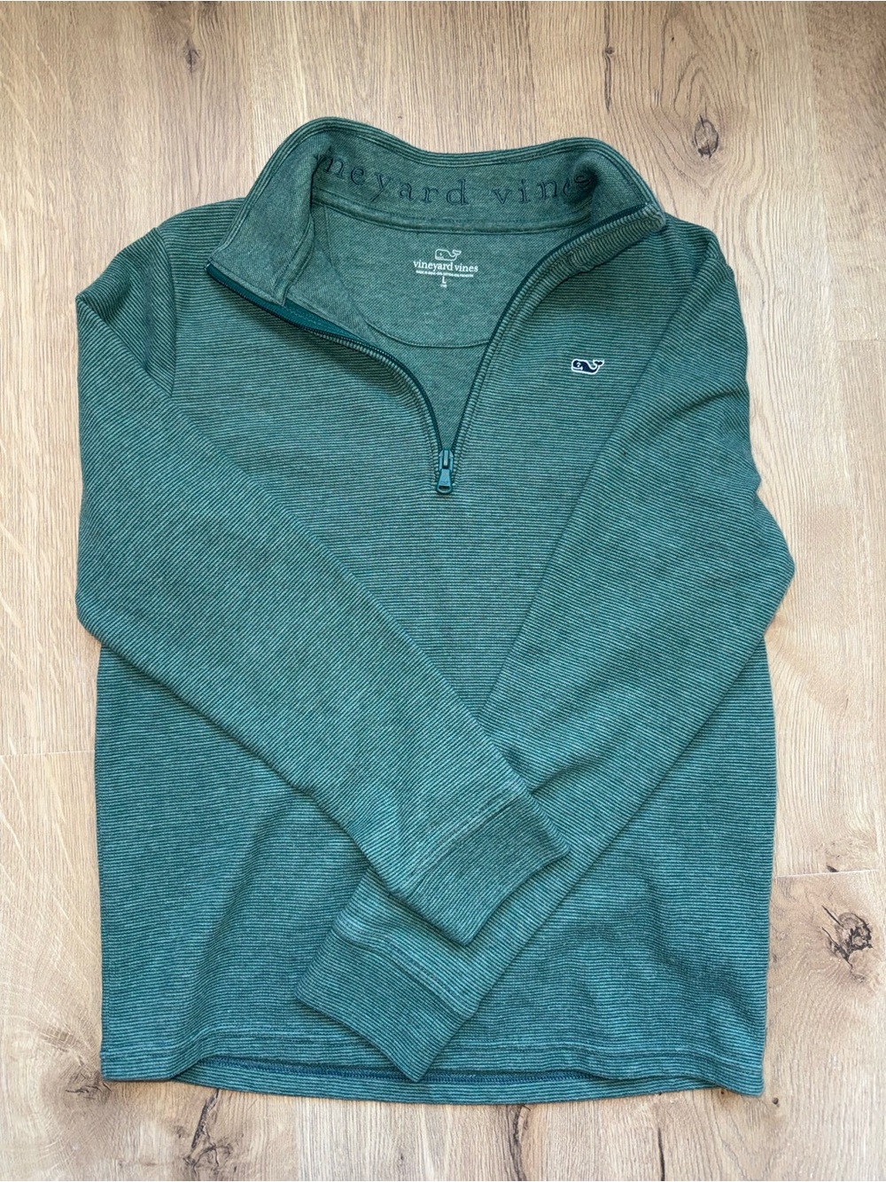 Vineyard Vines Boy’s Green Saltwater Stripe Quarter-Zip Sweater